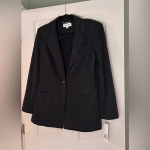 NWT Calvin Klein Black/Gray Houndstooth Single-Button Blazer Sz L